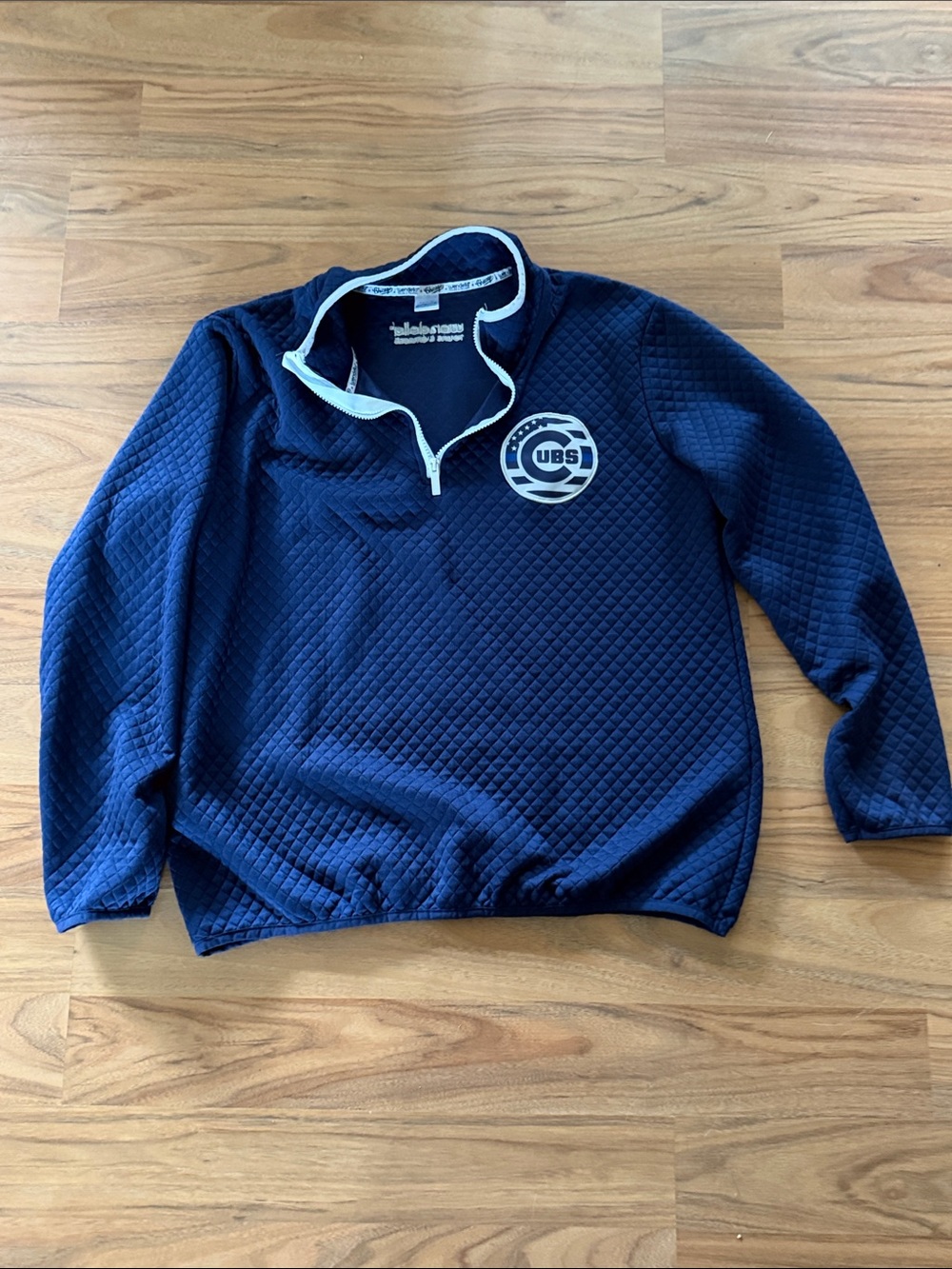 Quilted Navy unisex  1/4-Zip Top with Cubs Logo
